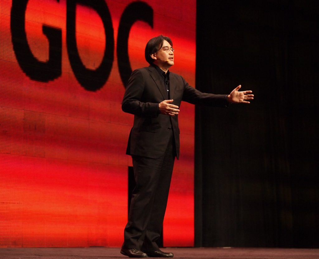 Satoru Iwata, speaking at GDC in 2011.